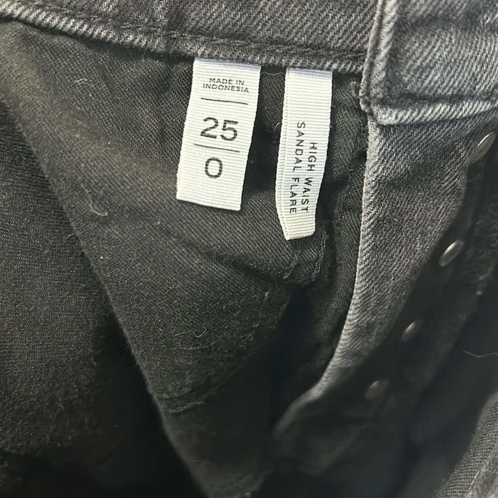 Madewell Loft High Waist Sandal Flare Jeans Black Wash Button Fly Women’s 25